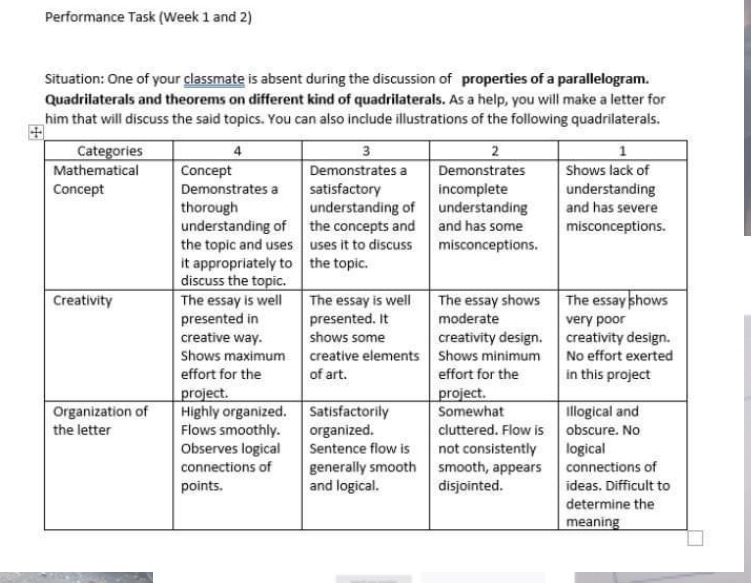 Performance Task (Week 1 and 2) Situation: One of