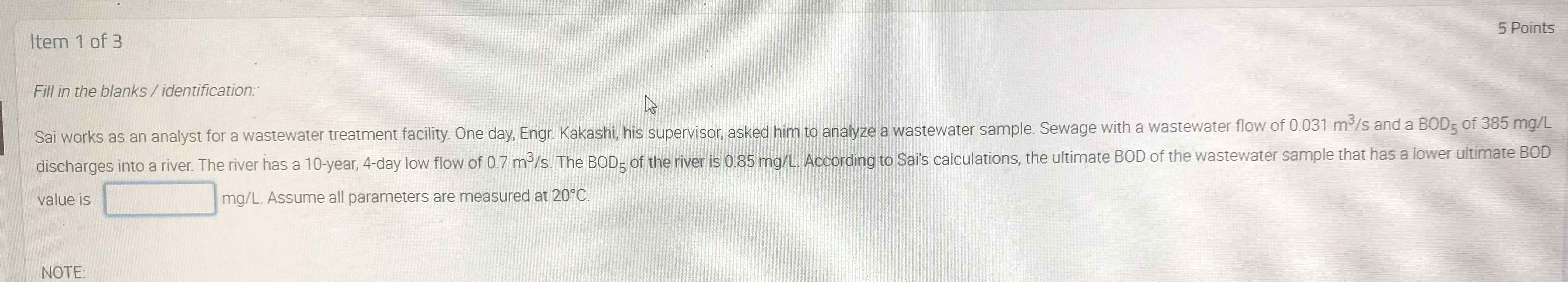 Item 1 of 3 5 Points Fill in the blanks /