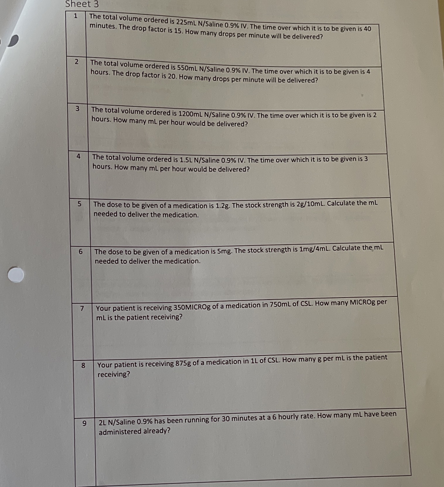 Help with these problems please Sheet 3 The total