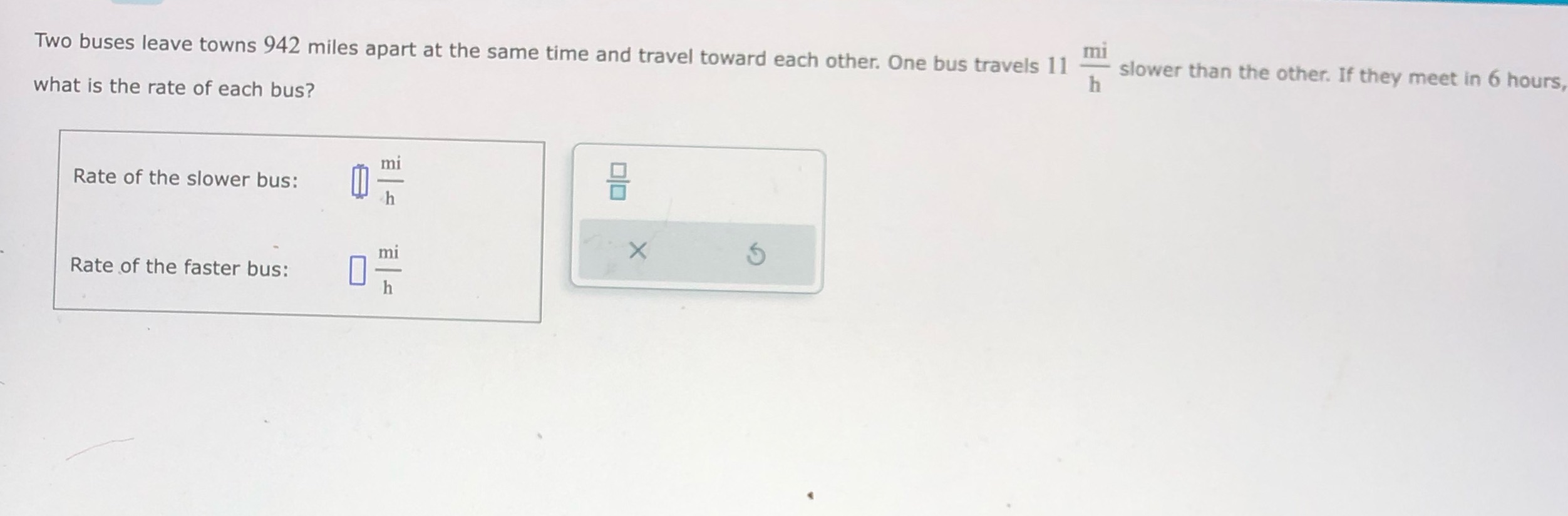 m Two buses leave towns 942 miles apart at the