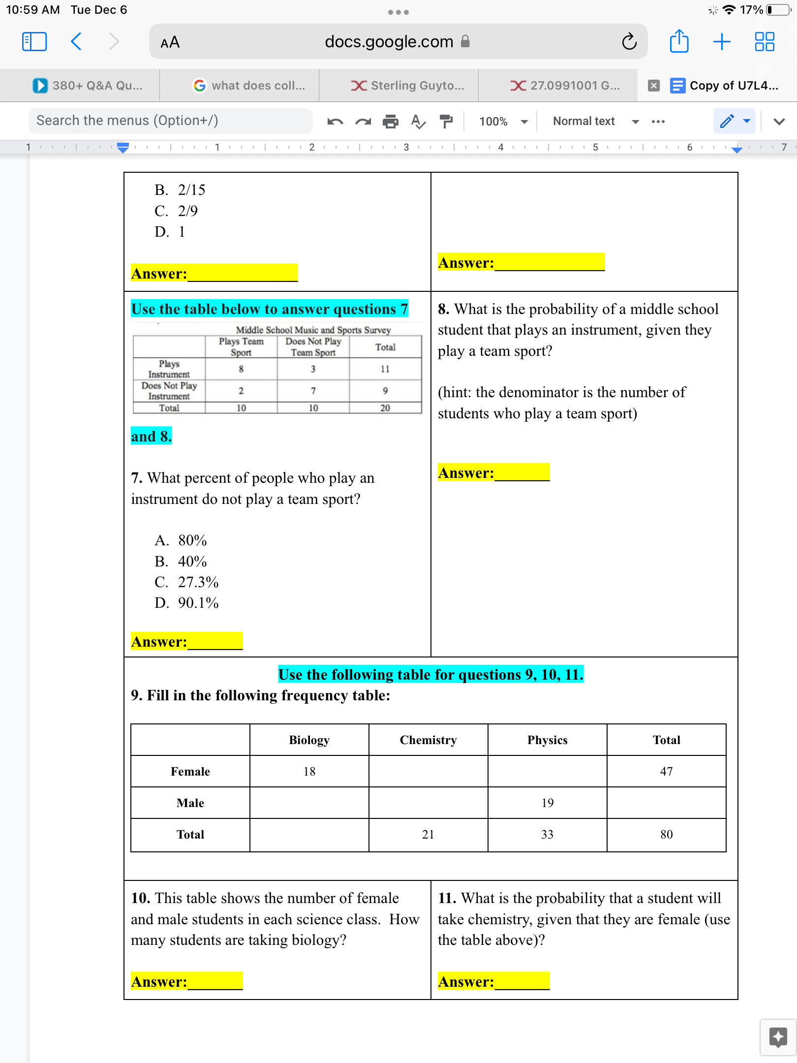 10:57 AM Tue Dec 6 . . . 18% < AA docs.google.com