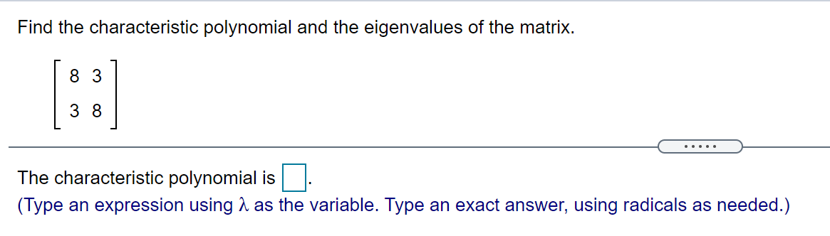 Find the characteristic polynomial and the