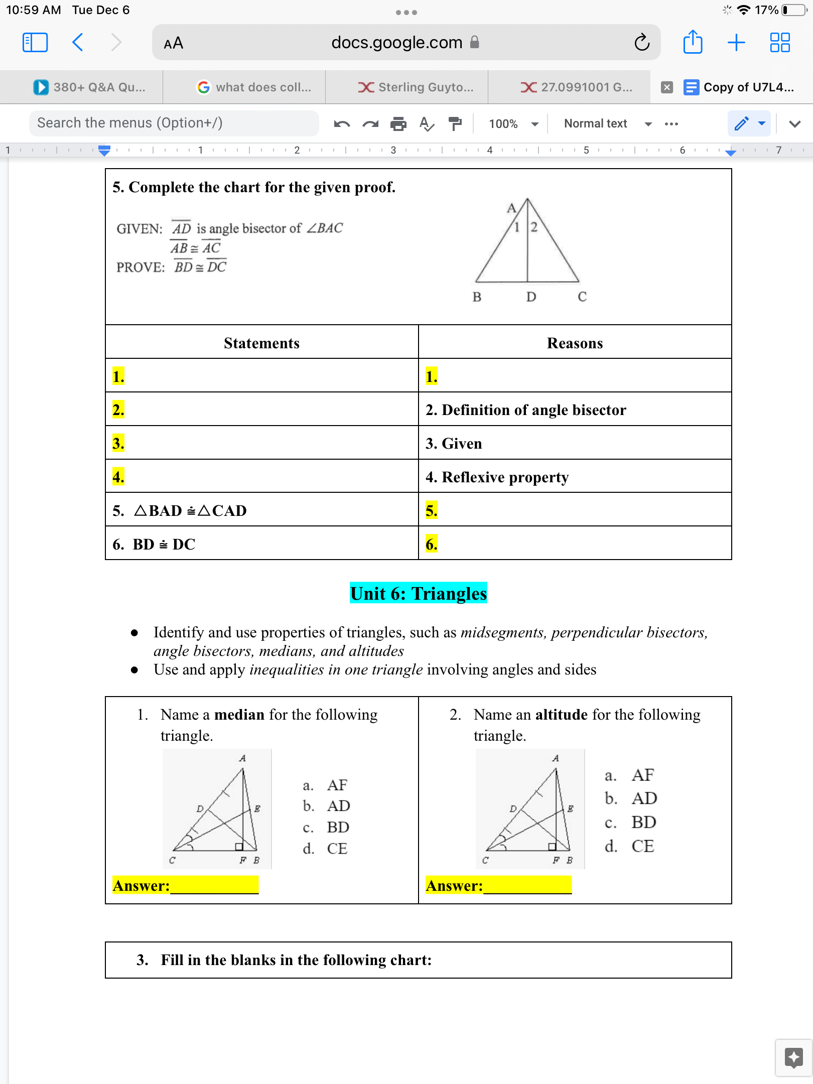 10:57 AM Tue Dec 6 . . . 18% < AA docs.google.com