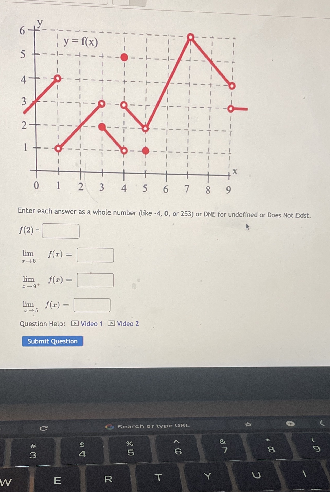 Enter each answer as a whoLe number (like -4, 0,
