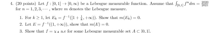 4. (20 points) Let f : [0, 1] - style=