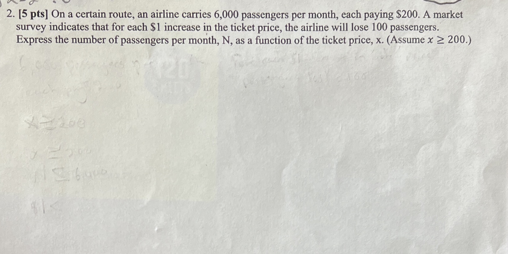 How would I solve this 2. [5 pts] On a certain