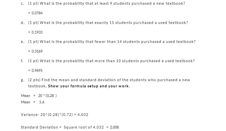 c. {1 pt]I What is the probability that at least