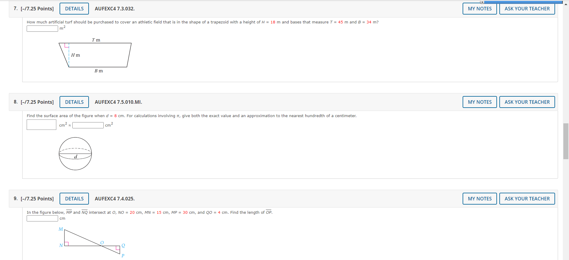 7. [-/7.25 Points] DETAILS AUFEXC4 7.3.032. MY