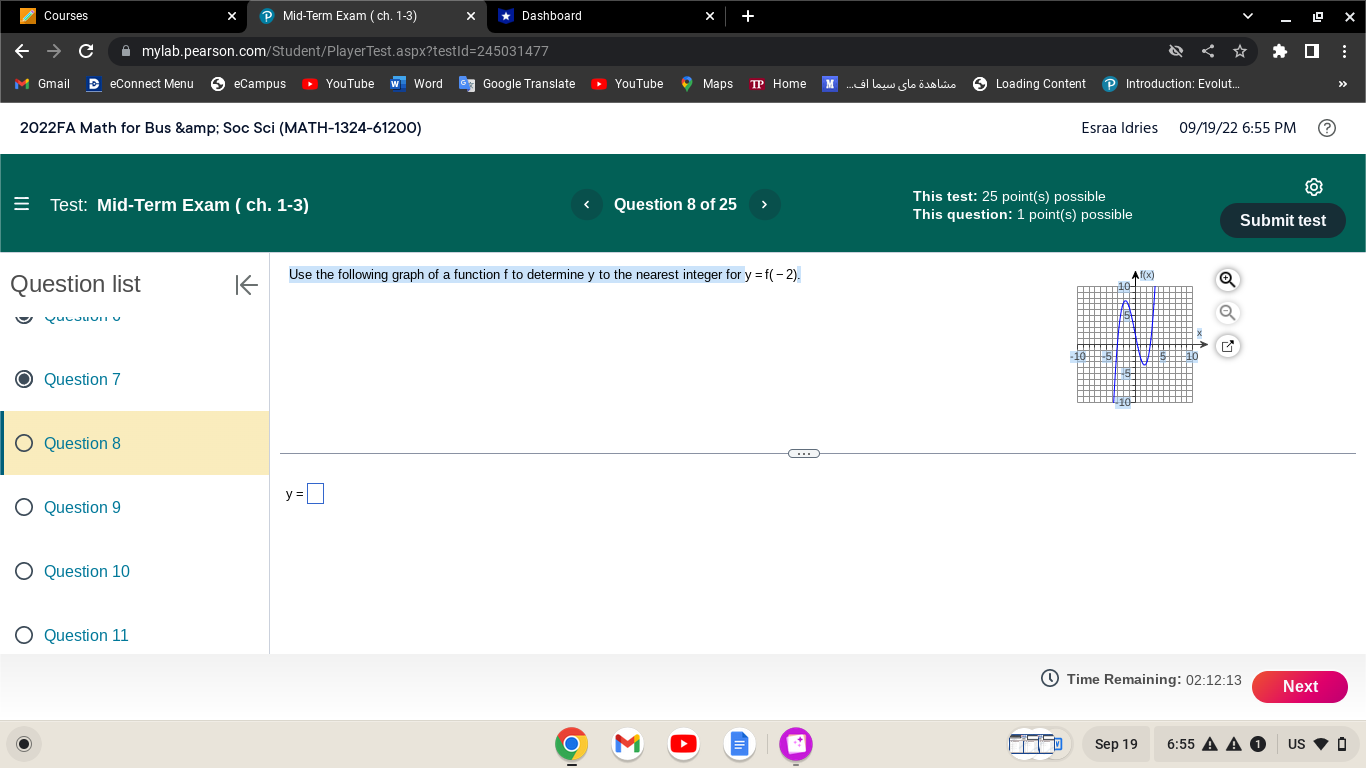 Courses X P Mid-Term Exam ( ch. 1-3) * Dashboard