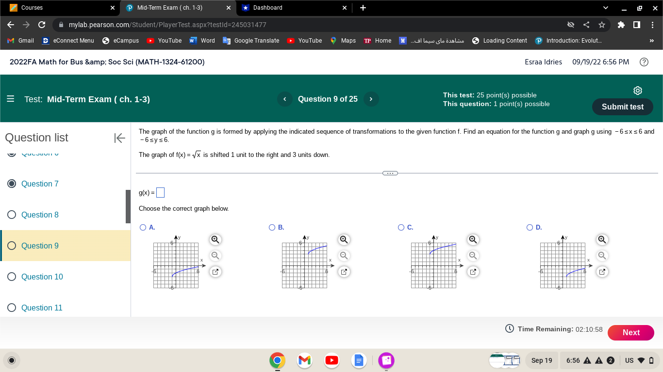 Courses X P Mid-Term Exam ( ch. 1-3) * Dashboard