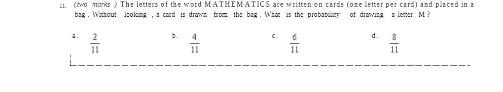 11. (two marks ) The letters of the word