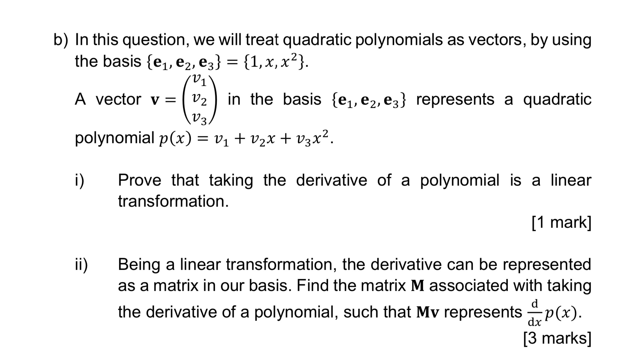 iii) Calculate the null space of the matrix M.