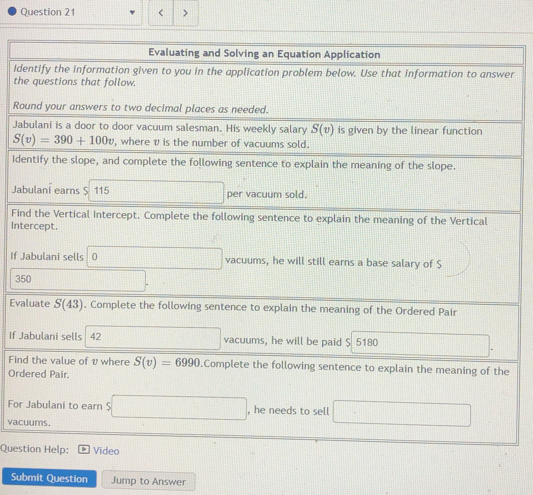 Question 21 Evaluating and Solving an Equation
