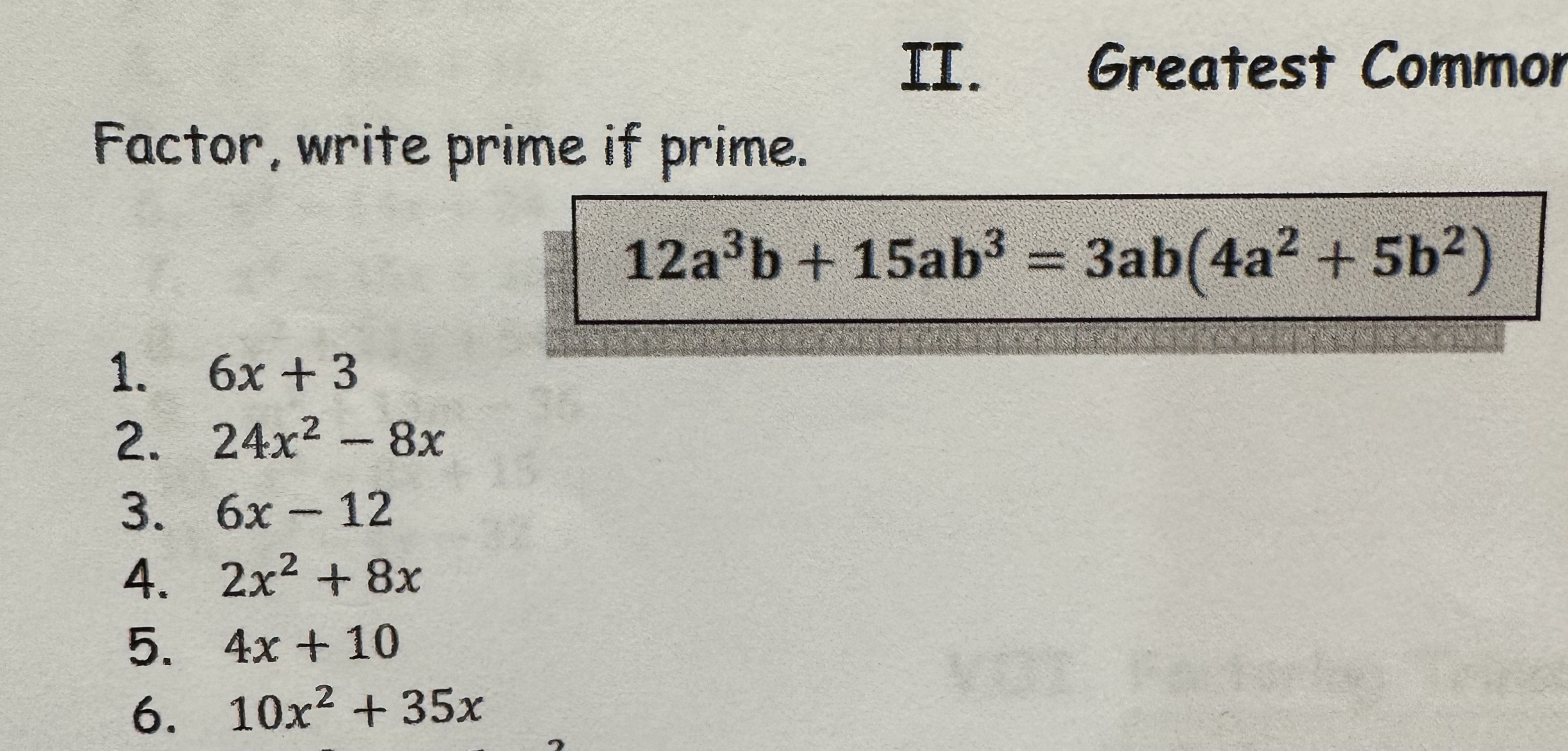 Please only answer question 6. Thank you! II.