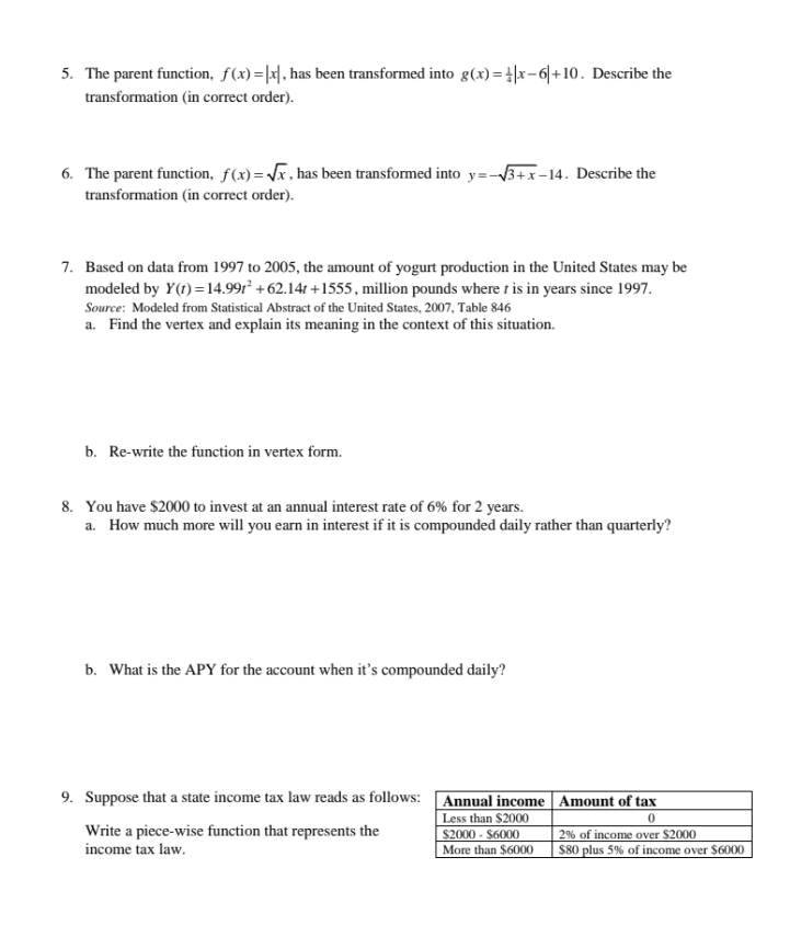 MAT 15X College Algebra Final Exam Review 1.