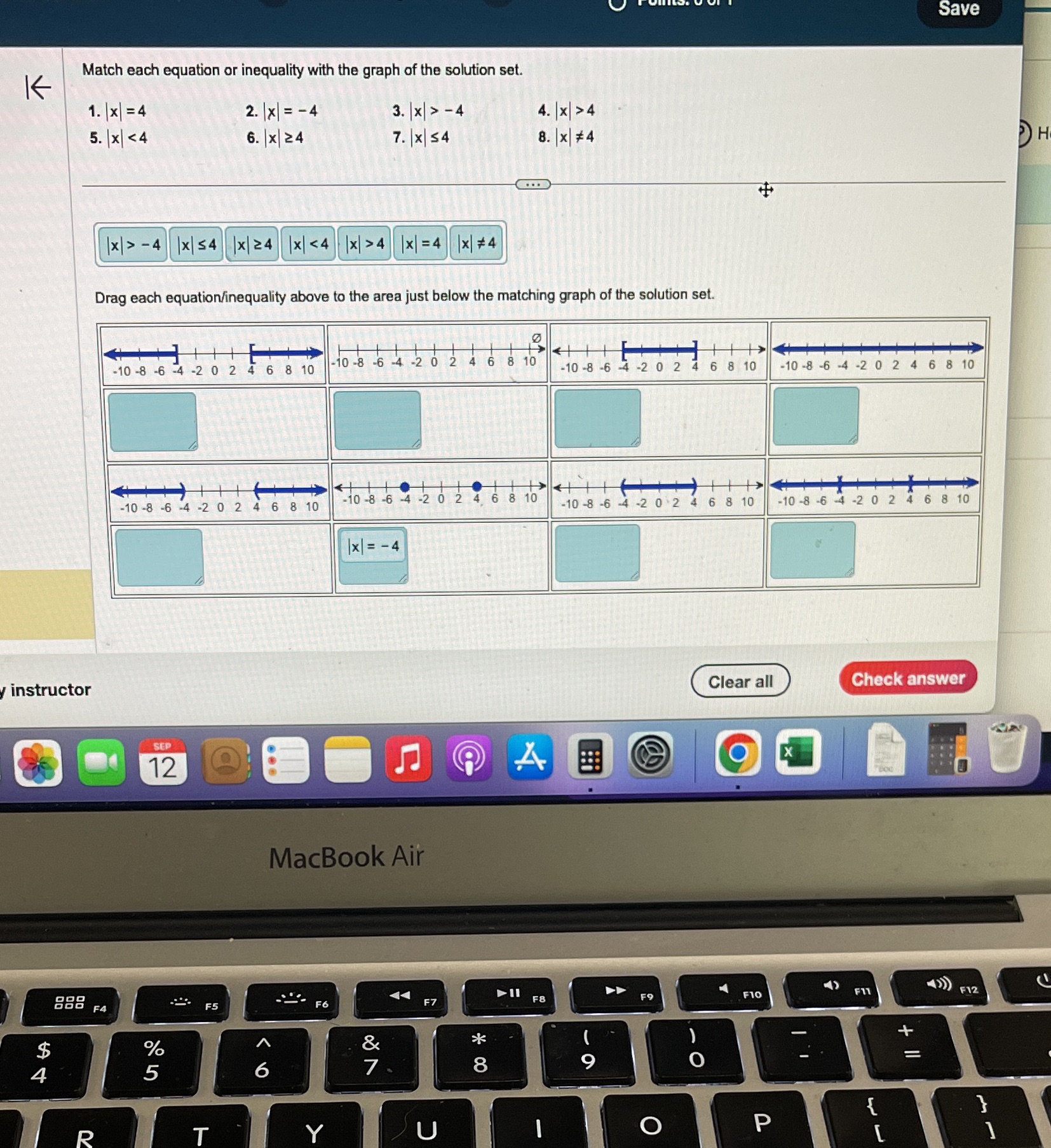 Save Match each equation or inequality with the