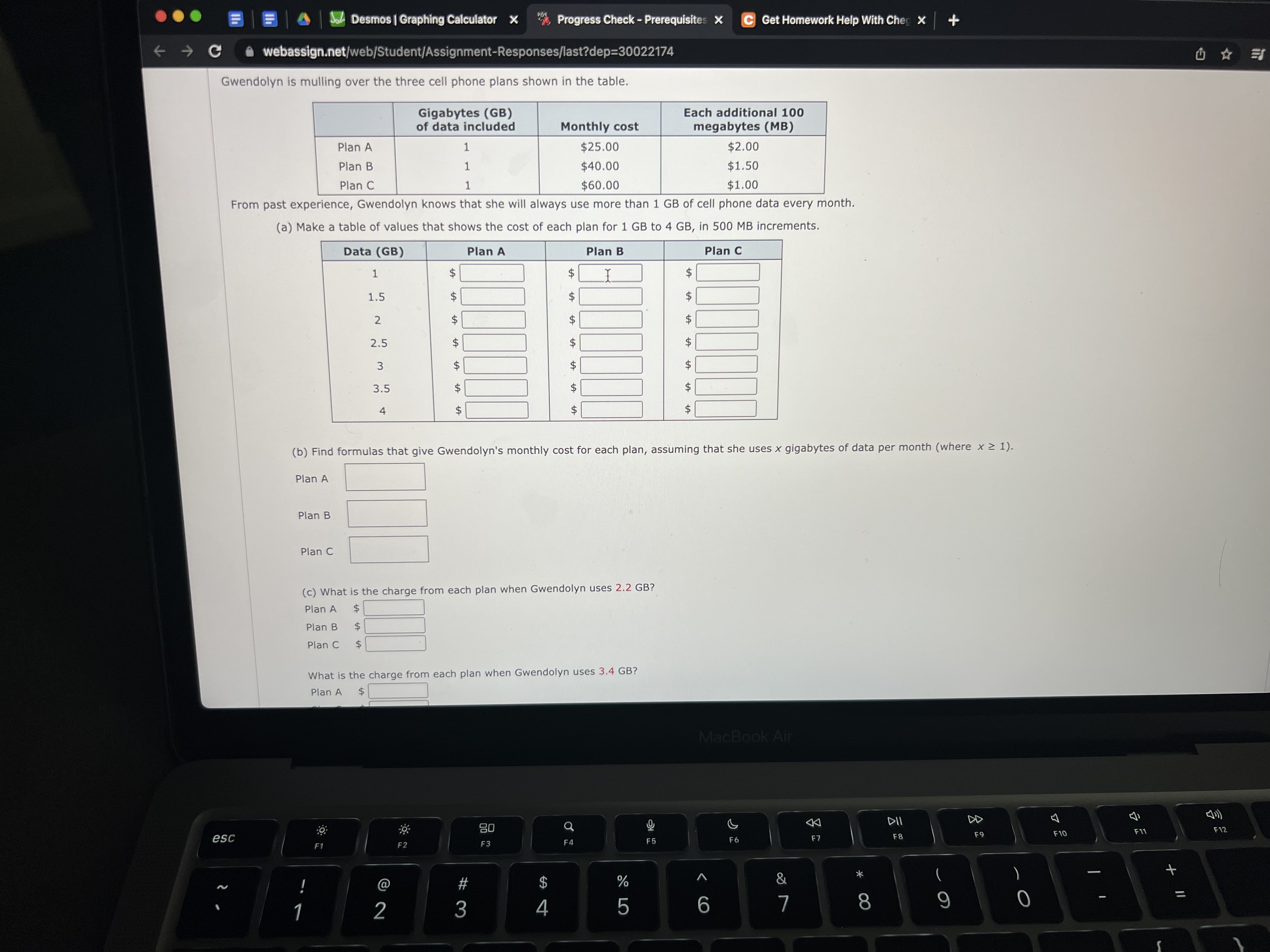 . . . Desmos | Graphing Calculator X Progress