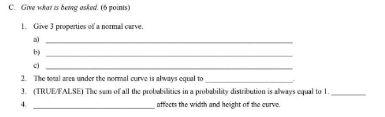 C. Give what is being asked. (6 points) 1. Give 3