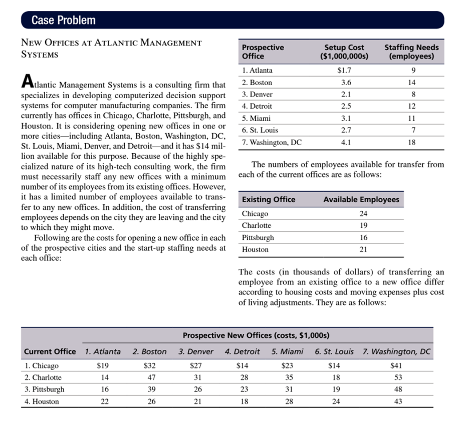 Case Problem NEW OFFICES AT ATLANTIC MANAGEMENT