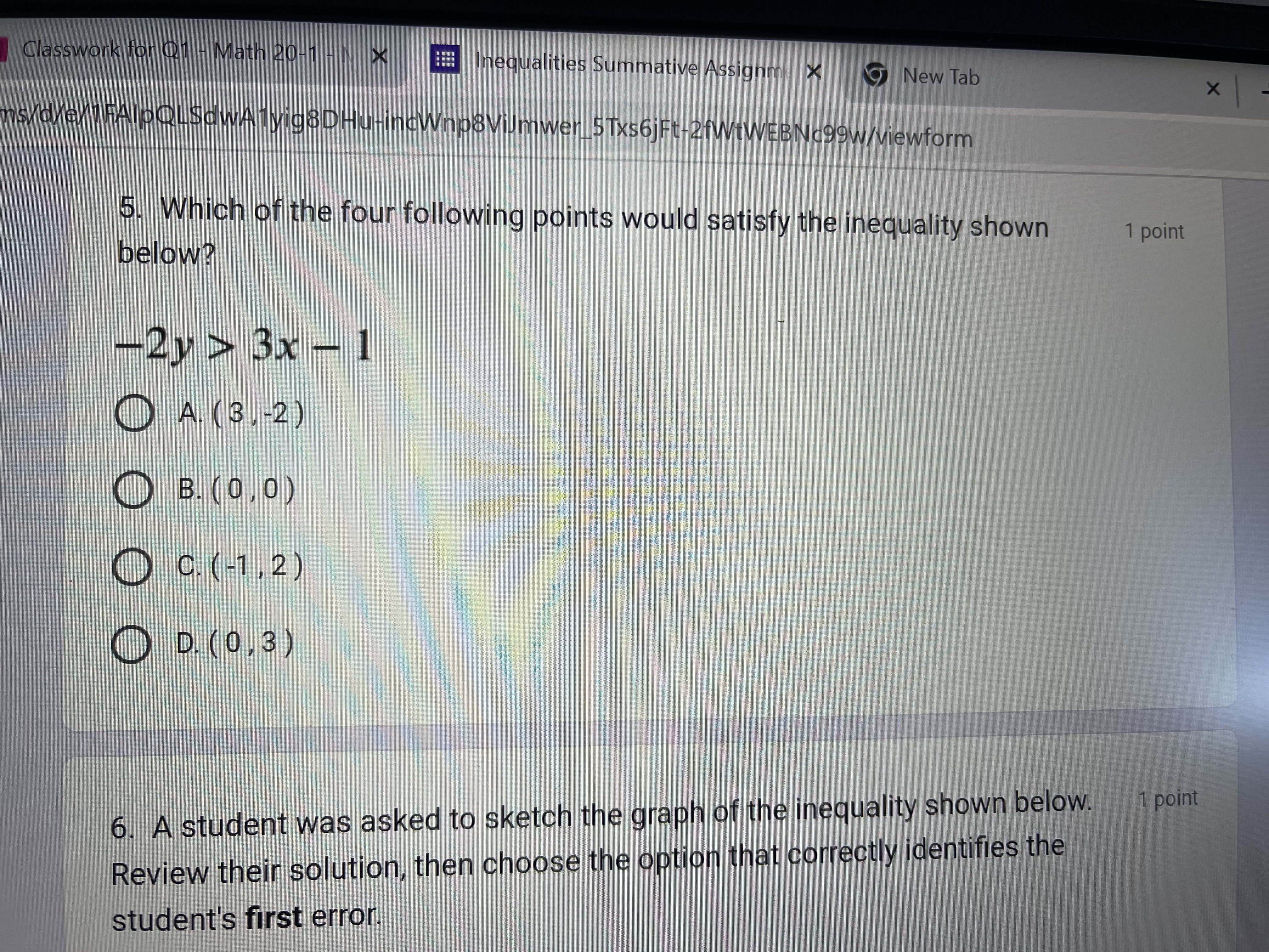 swork for Q1 - Math 20-1 - N X Inequalities