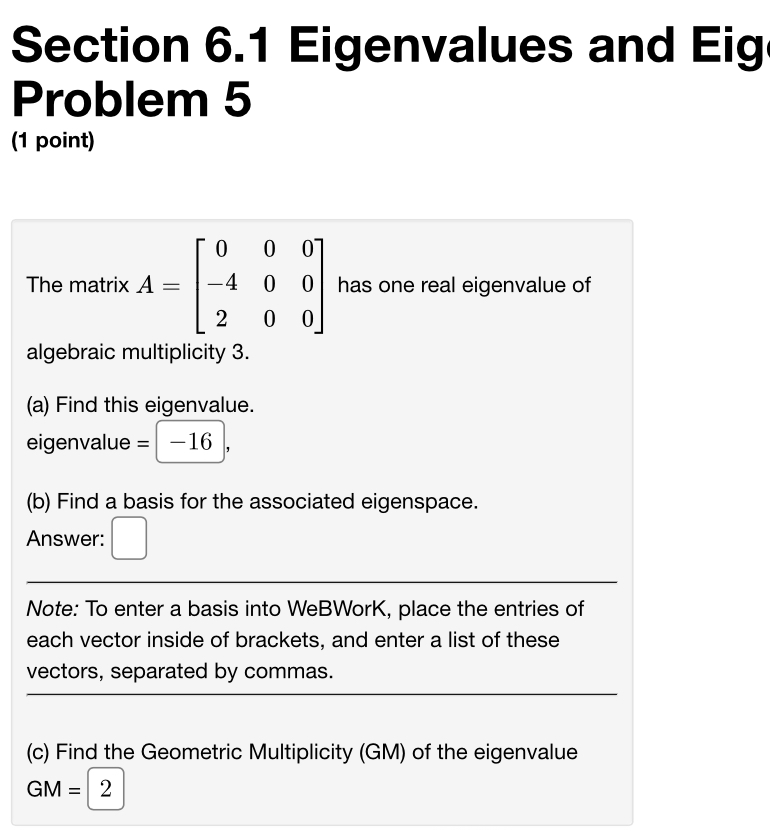 Section 6.1 Eigenvalues and Eig Problem 5 (1