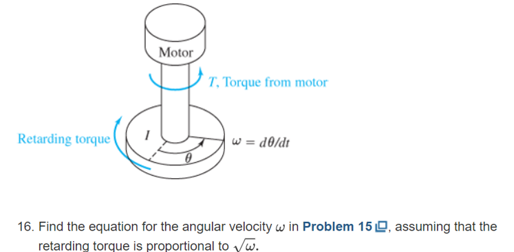 Motor T. Torque from motor Retarding torque w =