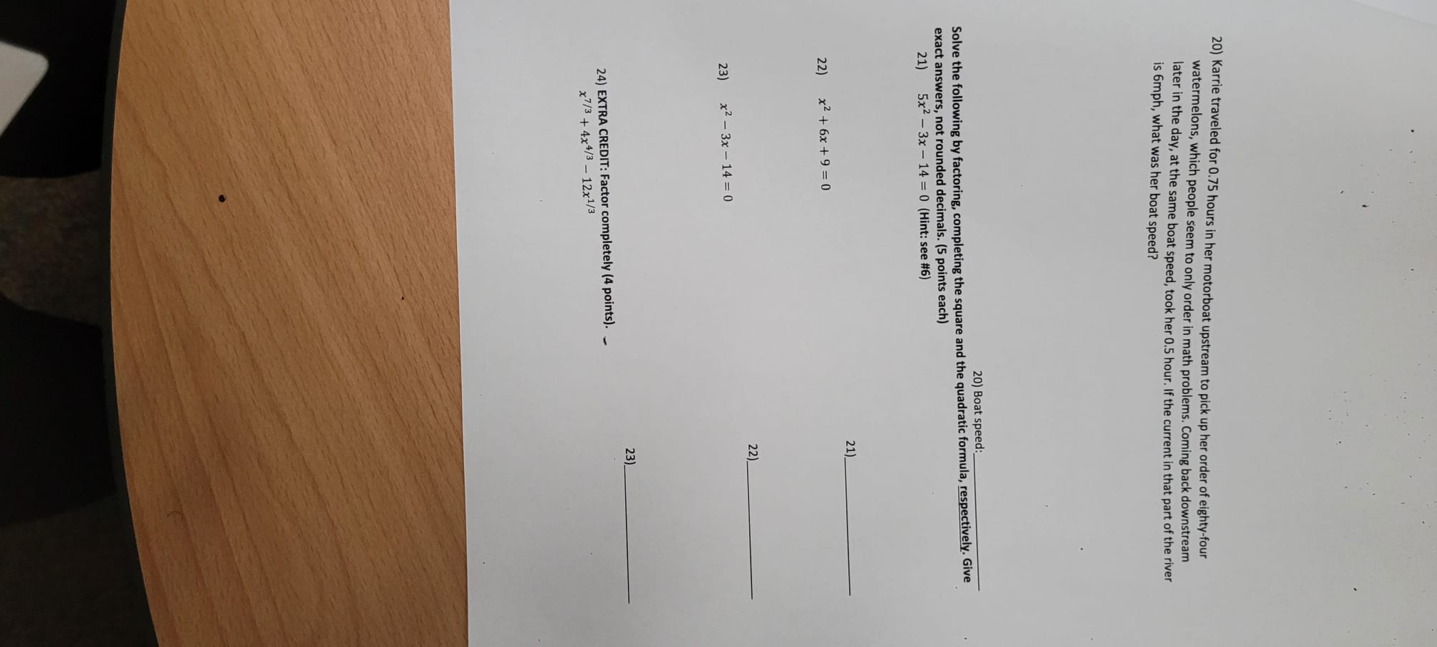 20) Karrie traveled for 0.75 hours in her