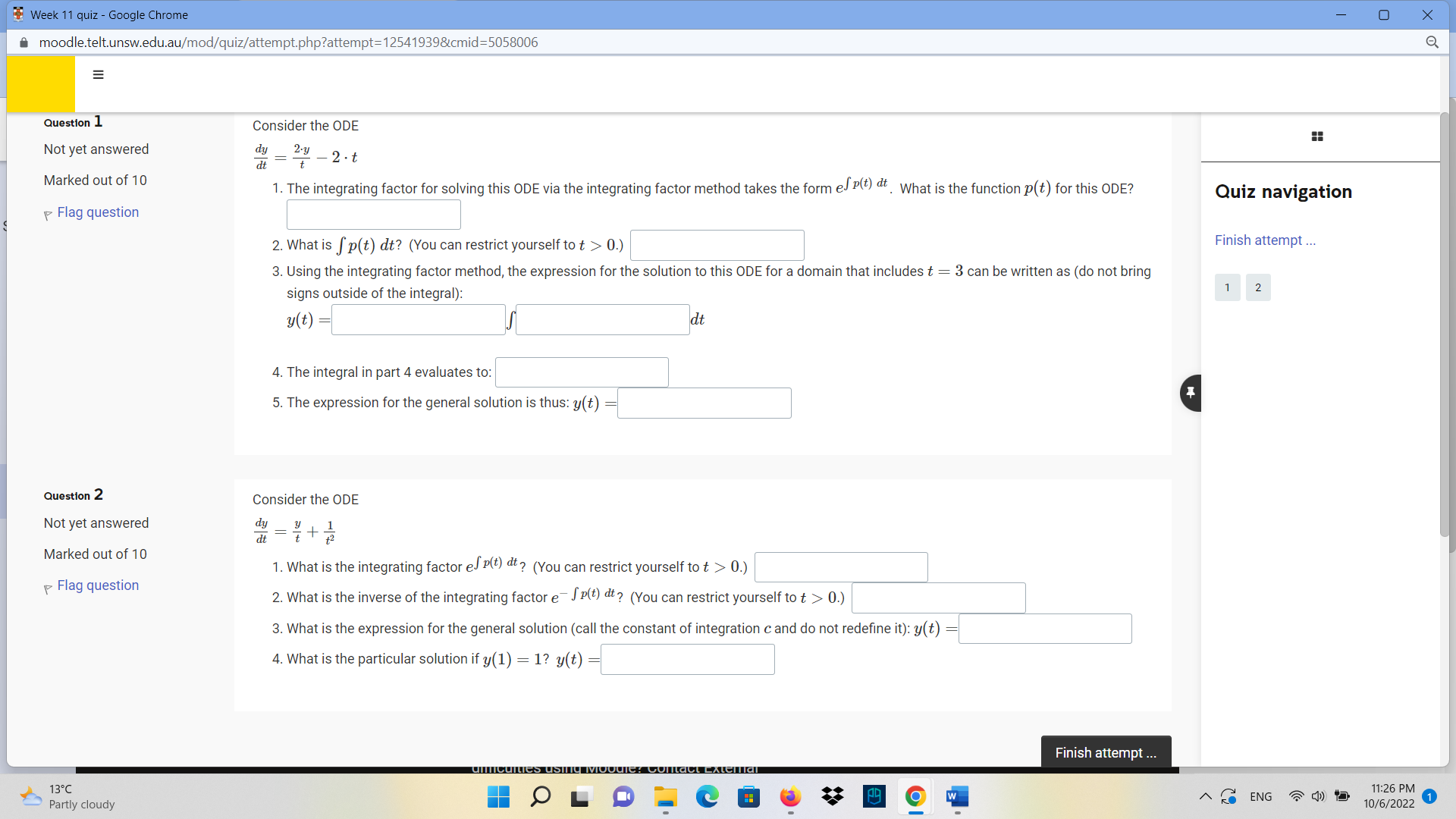 Week 11 quiz - Google Chrome - 0 X