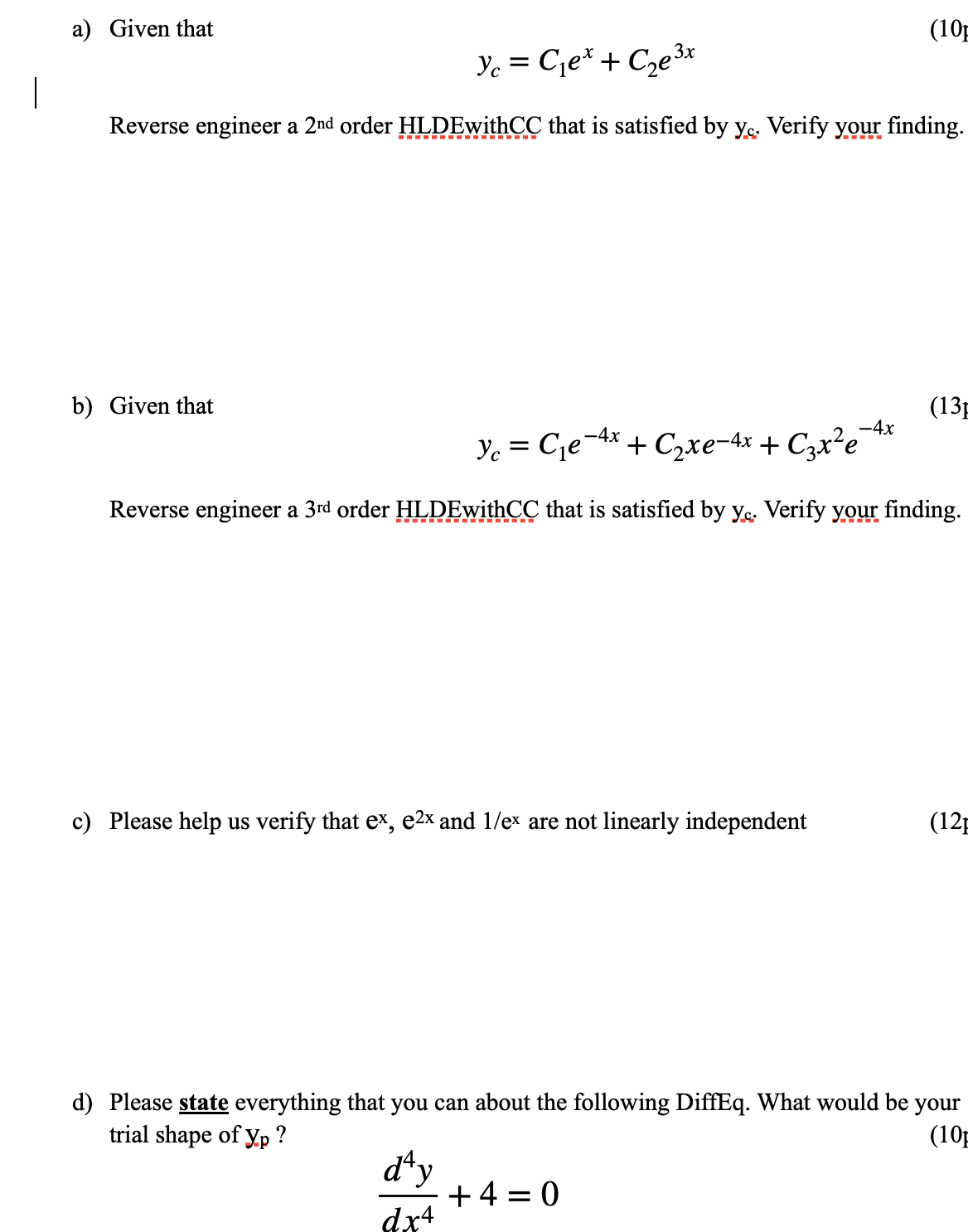 a) Given that (101 yc = Get + Cre 3x Reverse