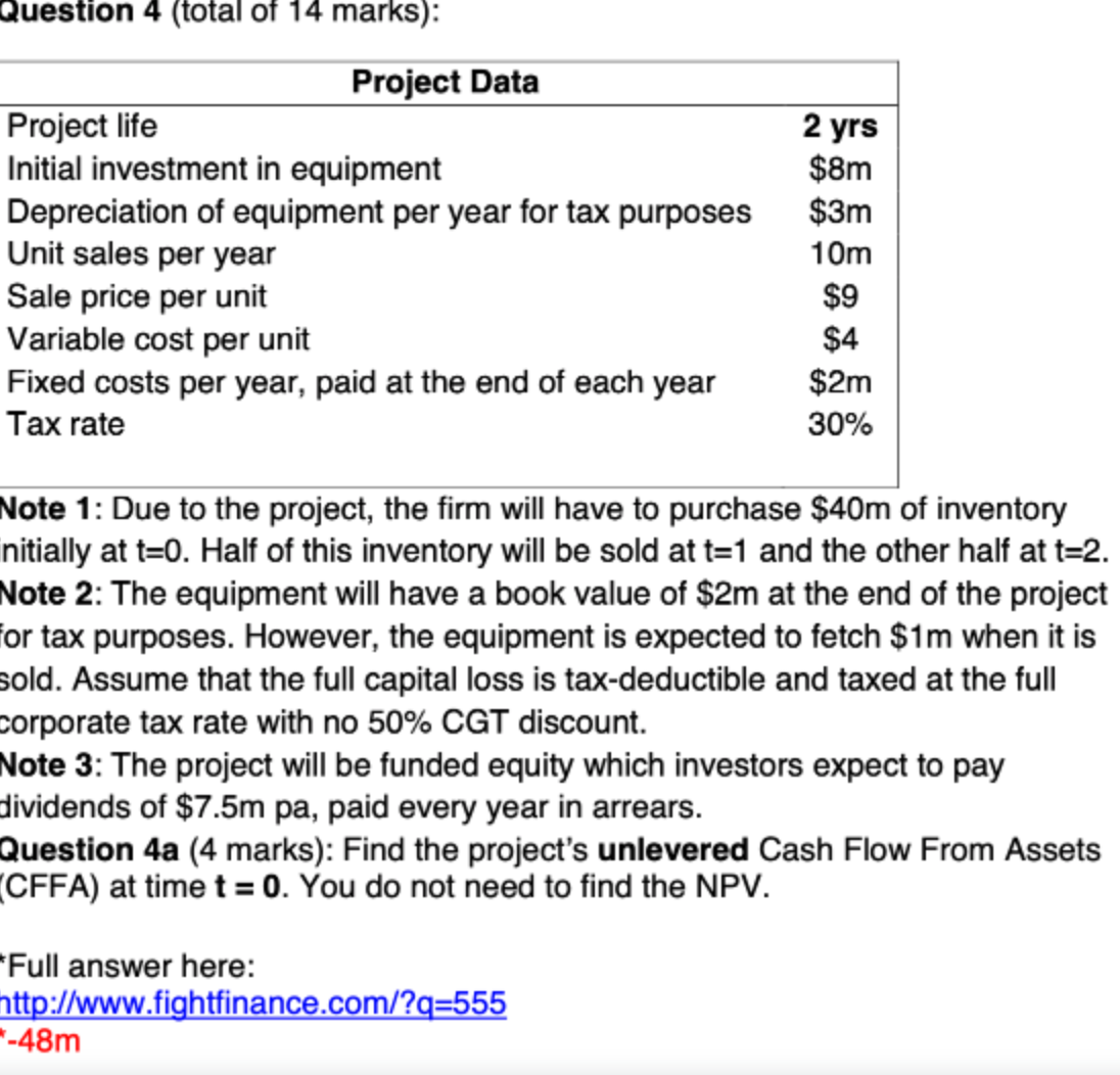 Question 4 (total Of 14 manta): Project Data