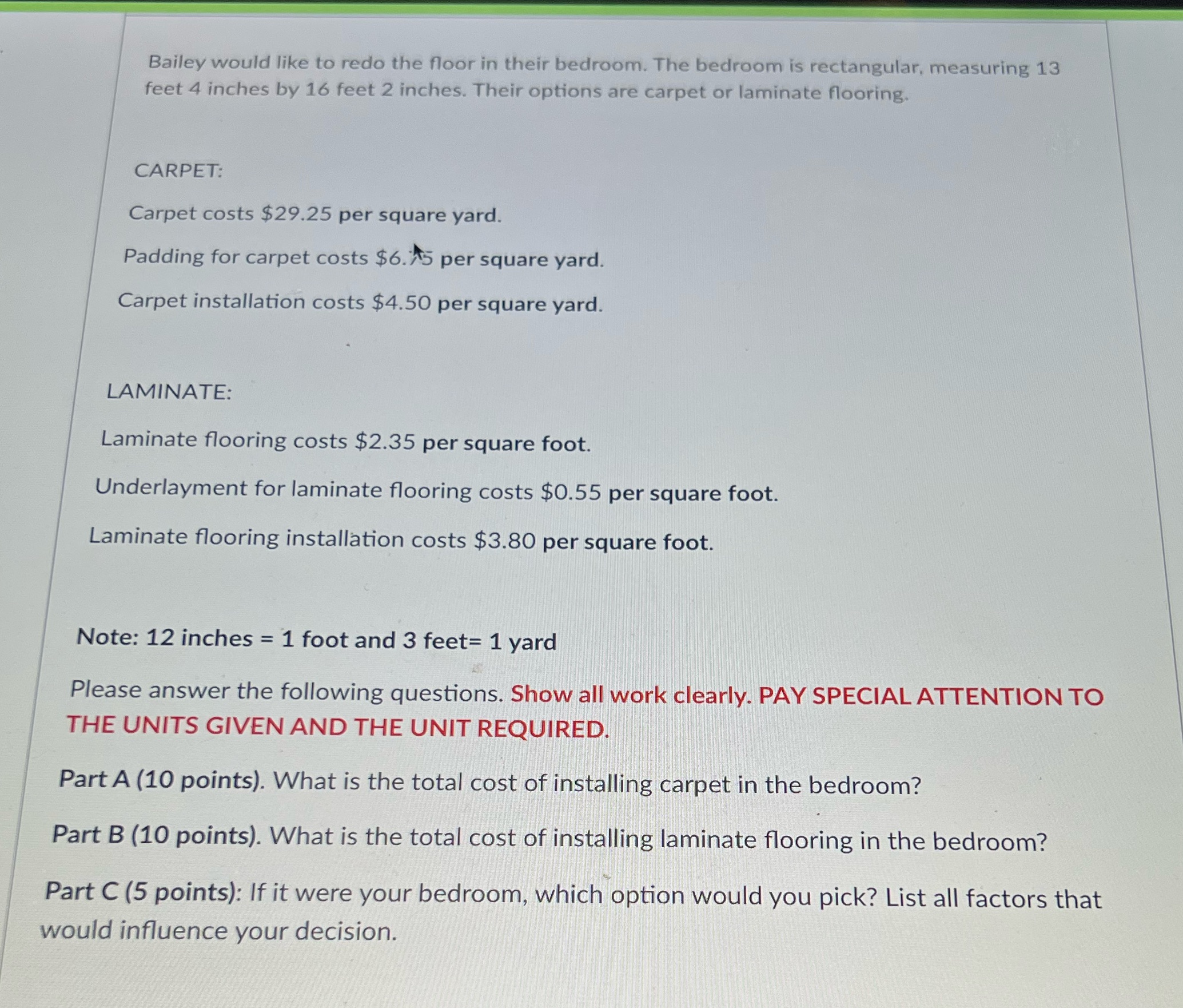 Please answer all parts Bailey would like to redo