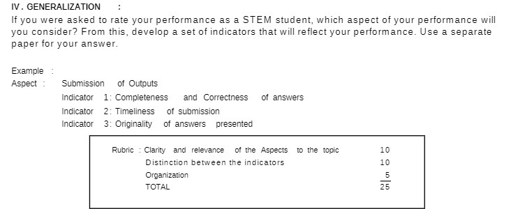 IV . GENERALIZATION If you were asked to rate