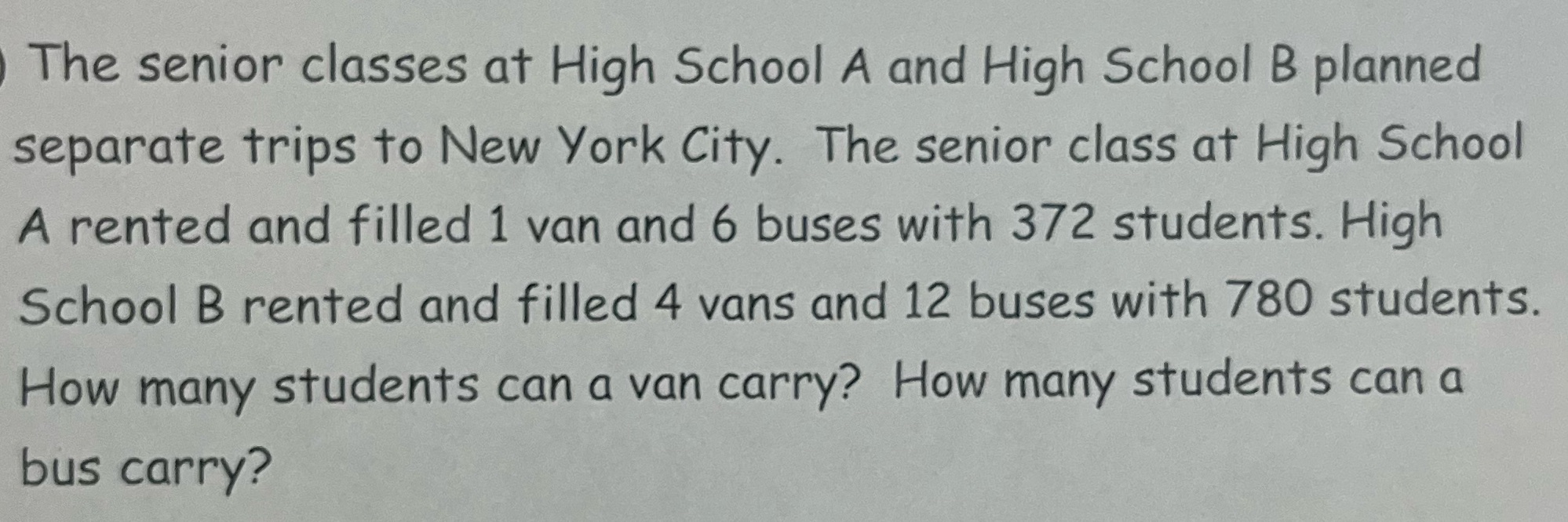 How many students can a bus carry? The senior