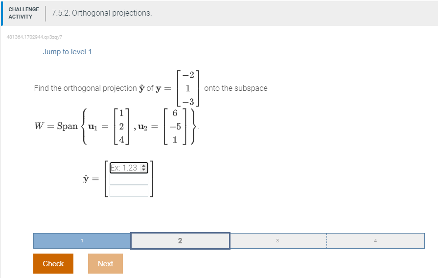 CHALLBIIGE mum, I 7.5.2: Orthogonal projections.