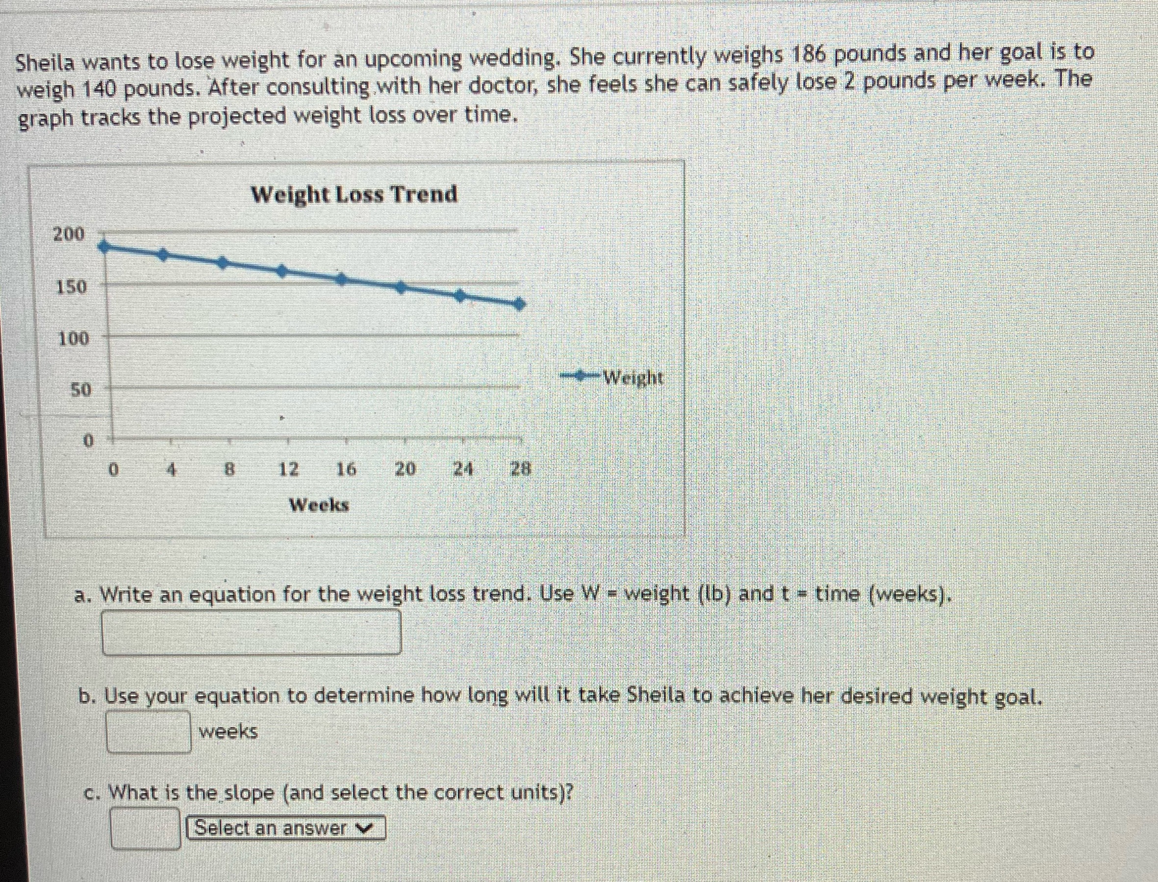 Sheila wants to lose weight for an upcoming