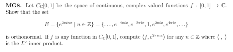 Thanks for you helping! MG8. Let Cc 0, 1] be the