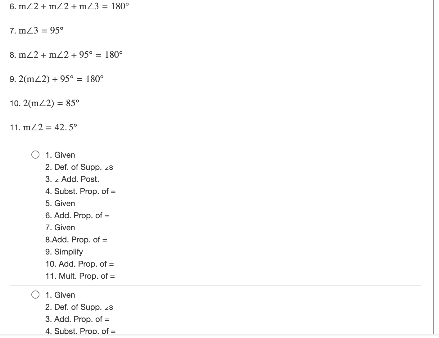 Identify the correct justification for each step,