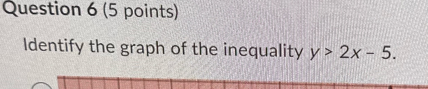 Question 6 (5 points) Identify the graph of the