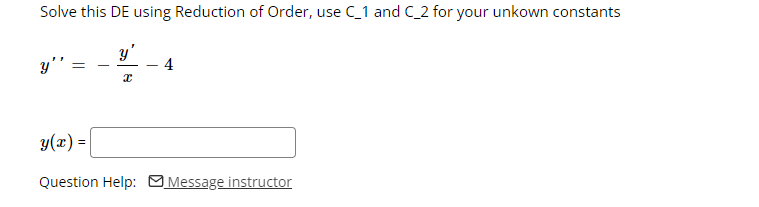 Solve this DE using Reduction of Order, use C_1