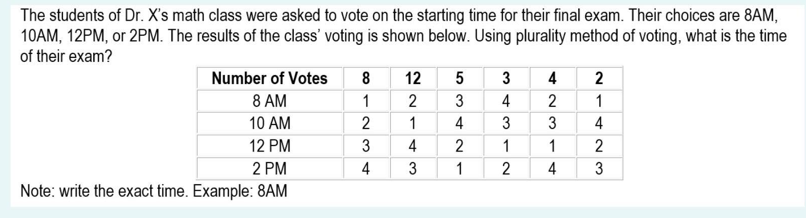 The students of Dr. X's math class were asked to