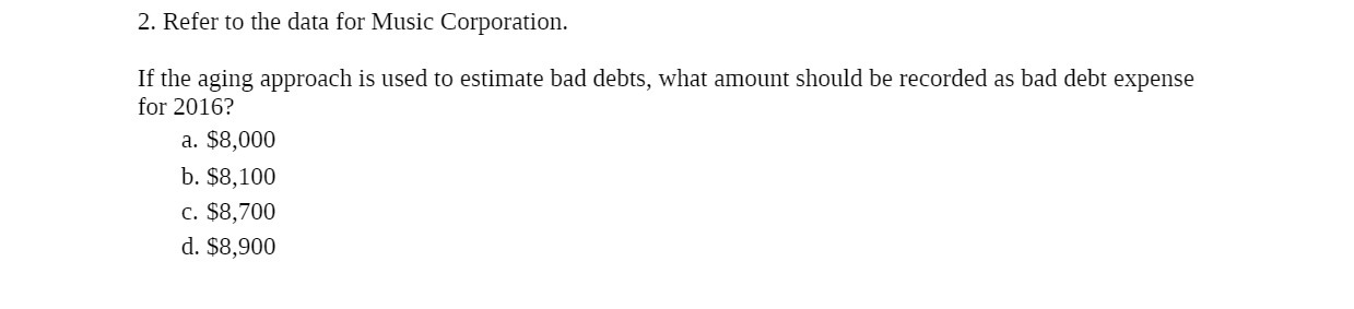 2. Refer to the data for Music Corporation. If
