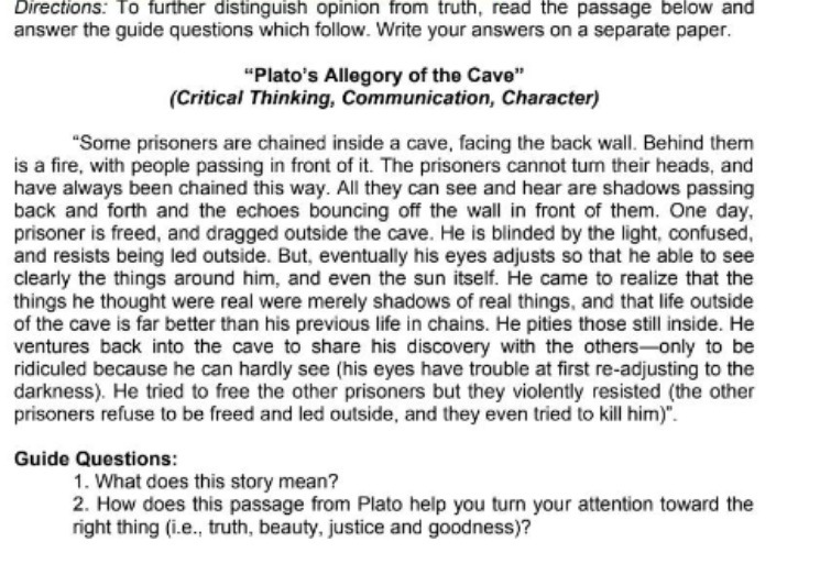 Directions: To further distinguish opinion from