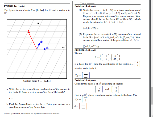 Problem 13. (1 point) Problem 14. (1 point) The