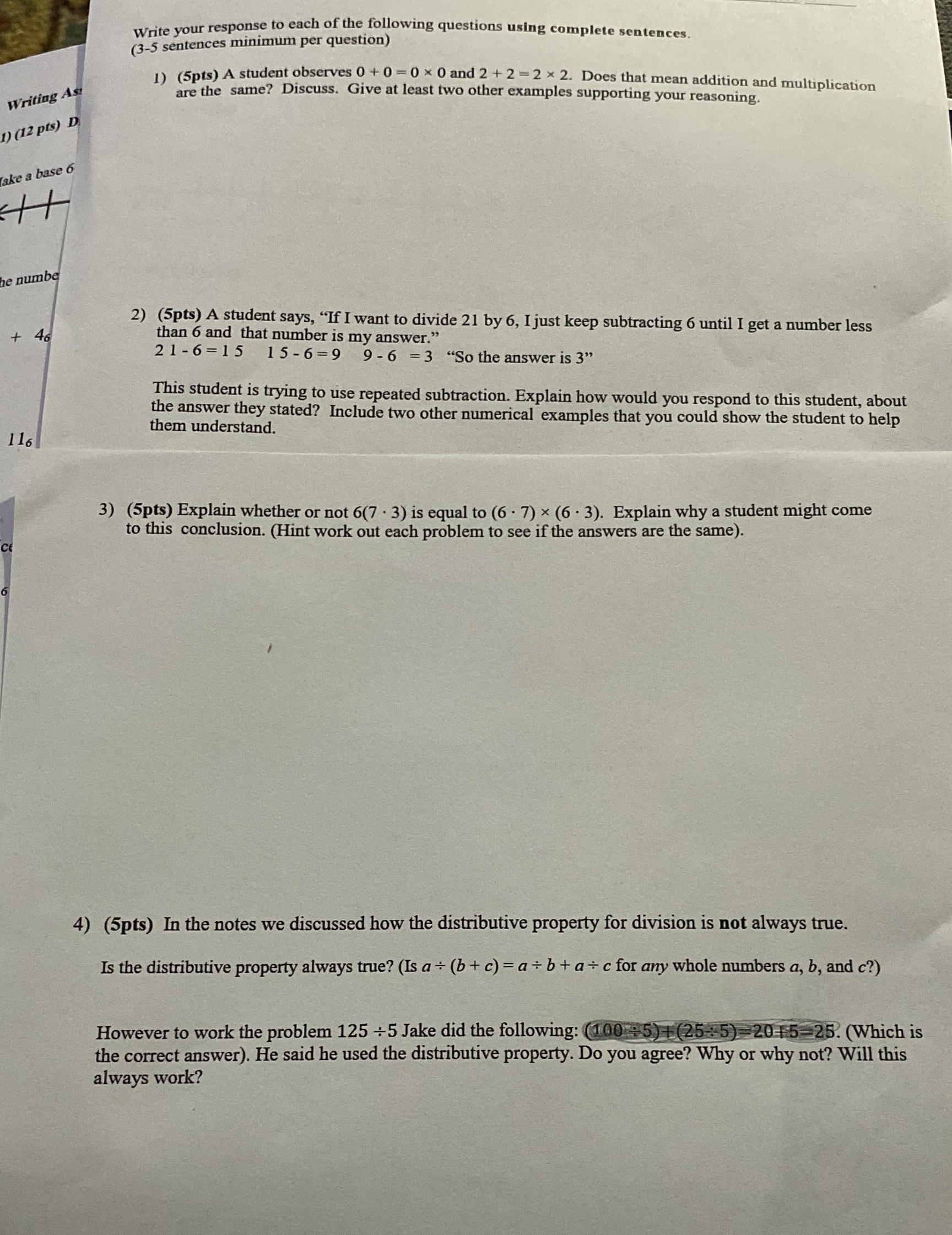 Write your response to each of the following