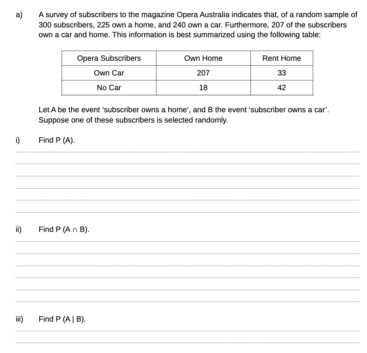 a) A survey of subscribers to the magazine Opera