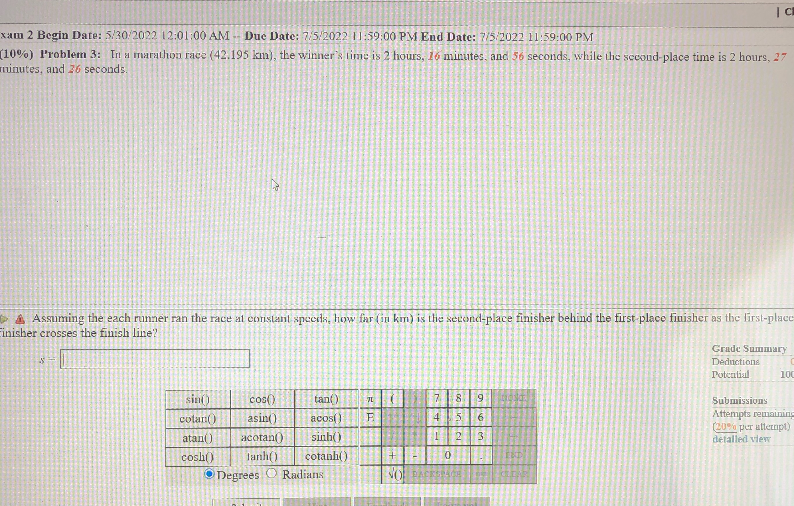 I C xam 2 Begin Date: 5/30/2022 12:01:00 AM --