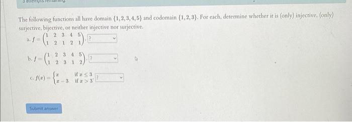 The following functions all have domain {1,2, 3,