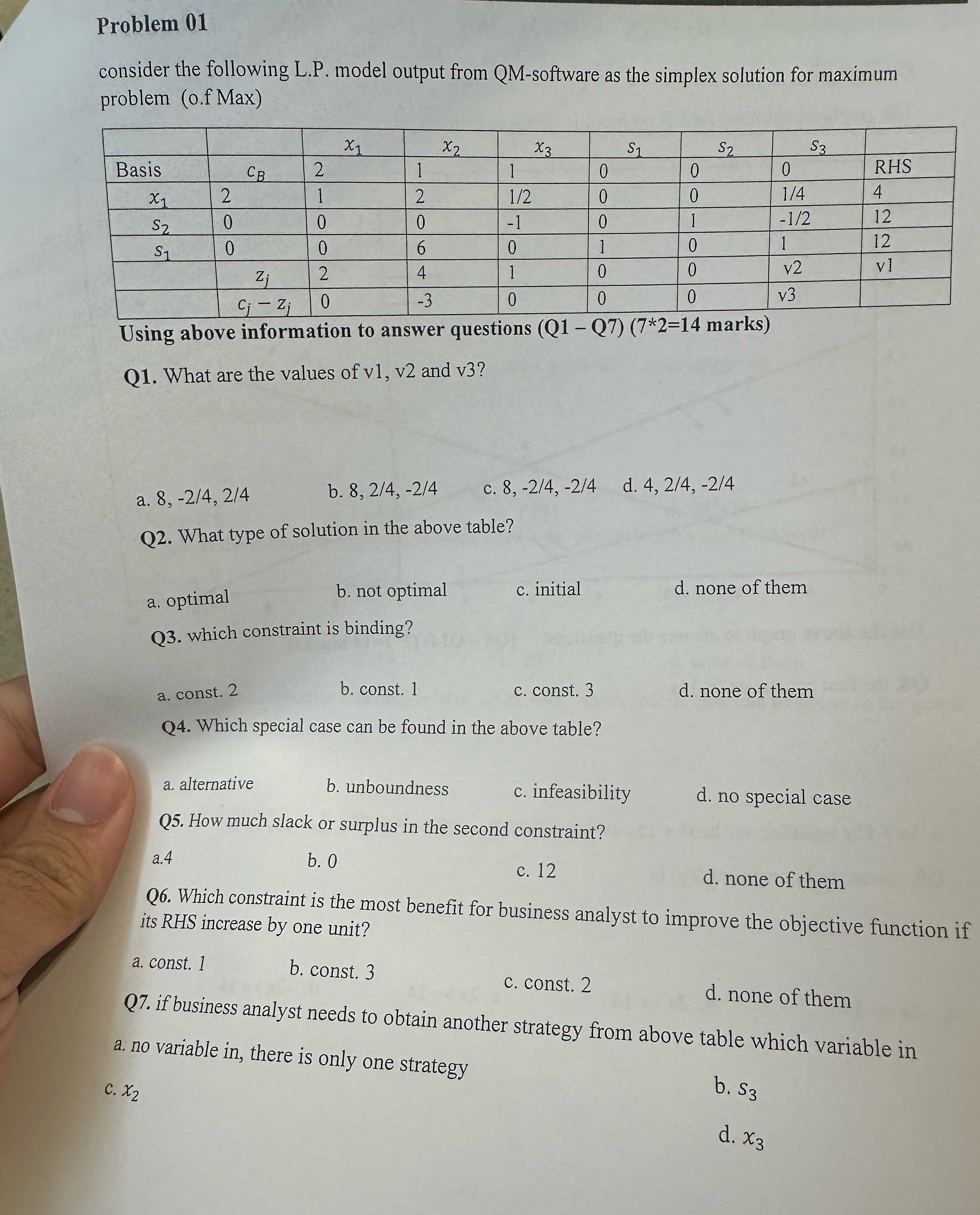 Need answers from q1 to q7. It's operation