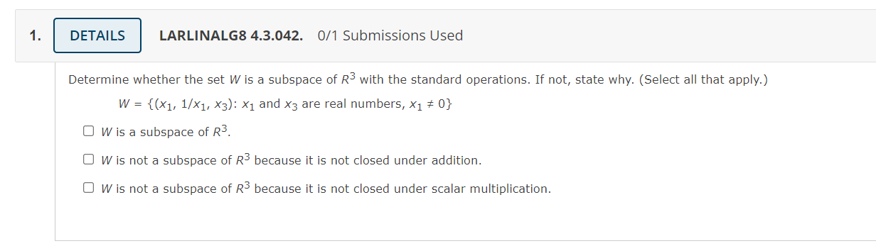 1. DETAILS LARLINALGB 4.3.042. 0/1 Submissions