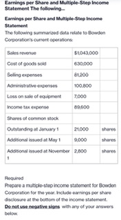 Earnings per Share and Multiple-Step Income